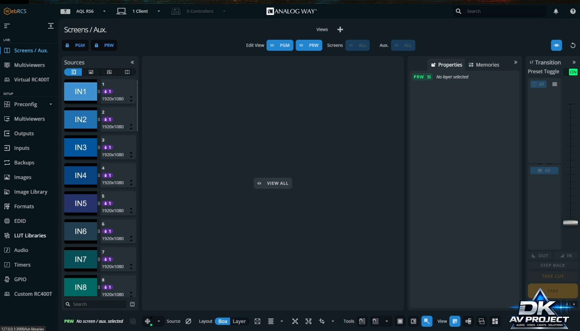Configurazione rapida dei processori AnalogWay serie RS per stabilità del segnale.